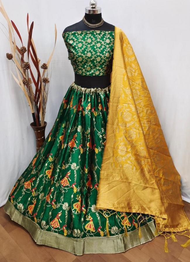 Heavy Brocade Green Wedding Wear Embroidery Work Lehenga Choli( Only In Size 34 To 40)